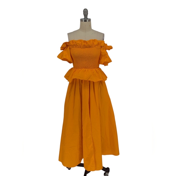 toccin Dresses & Skirts - 00006 Toccin x RTR Ruffle Smock Midi Dress Orange size Small cottagecore preppy